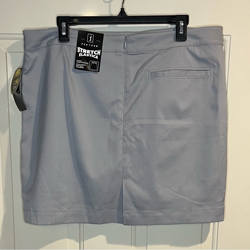 NWT PGA Tour Perry Ellis Gray Stretch Golf Skort With Pockets -Size 14 - Picture 2 of 5
